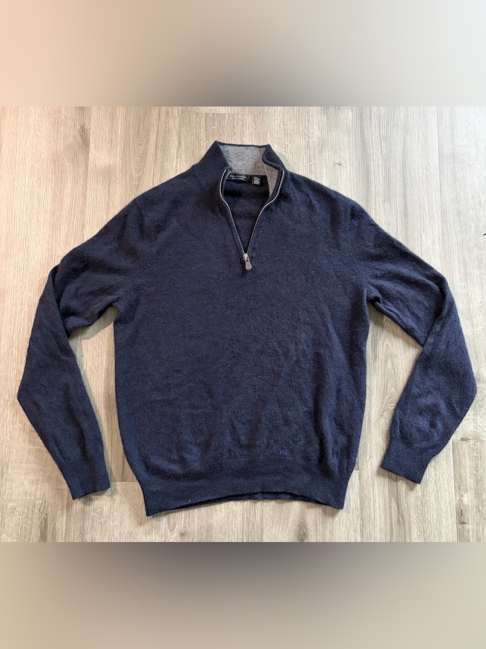 Saks Fifth Avenue 100% Cashmere 1/4 Zip Pullover Sweater in Navy- XL